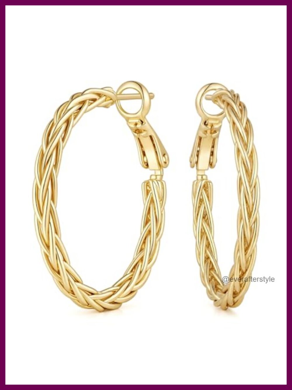 14K Gold Plated Hoop Earrings Women Braided Weave Lightweight